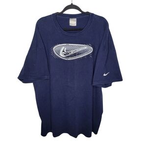 Vintage Y2K Nike Large Swoosh Rubber Textured Graphic T-Shirt Size 3XL